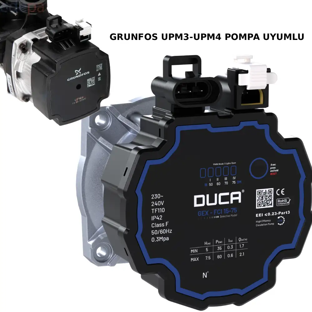 Grundfos UPM3 UPM4 Uyumlu PWM Pompa Motoru GEX 15-75 FCI