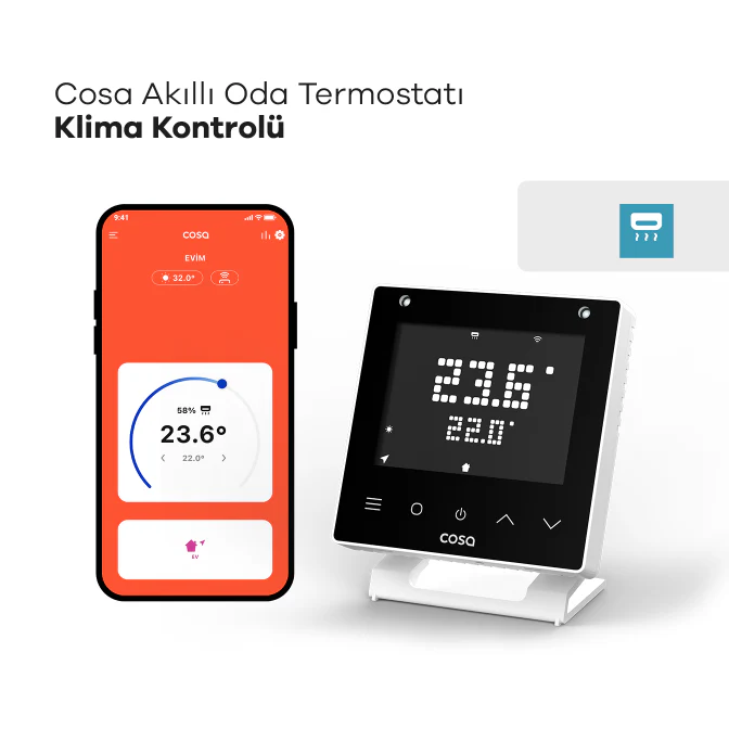 Cosa Akıllı Oda Termostatı Klima Kontrolü V5 Beyaz
